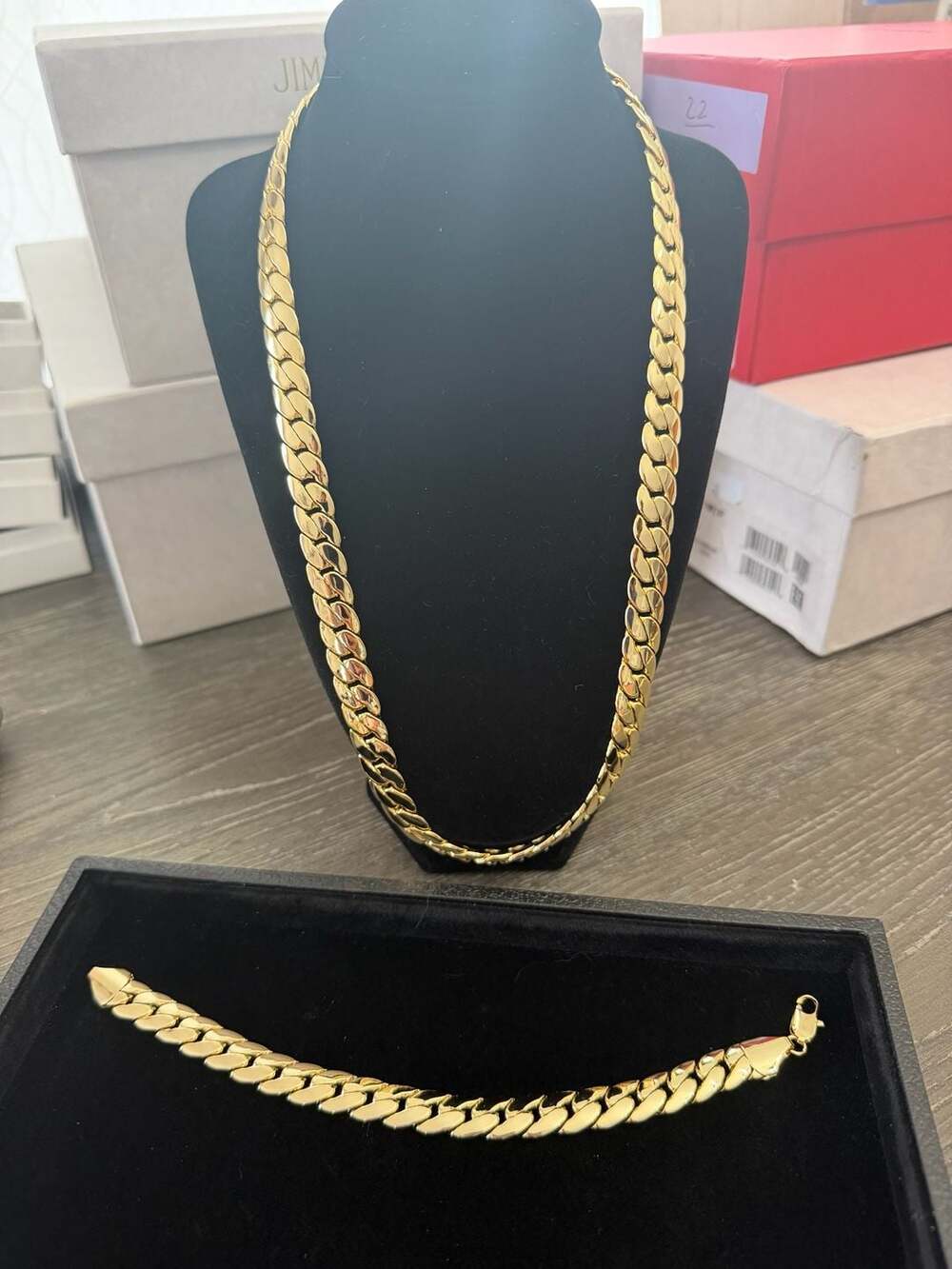 24” 14K Gold Filled 12.7mm Miami Cuban Link Chain & 8.5” Bracelet Set